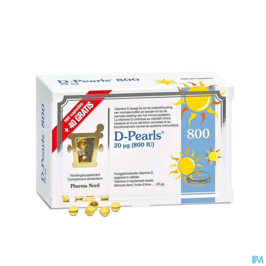 productshot van Pharma Nord D-Pearls 800 Promo 160 + 40 capsules