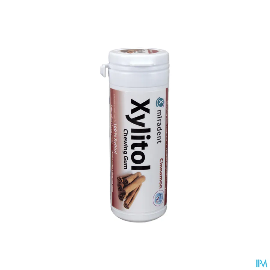 packshot van Miradent Kauwgom Xylitol Kaneel 30 stuks
