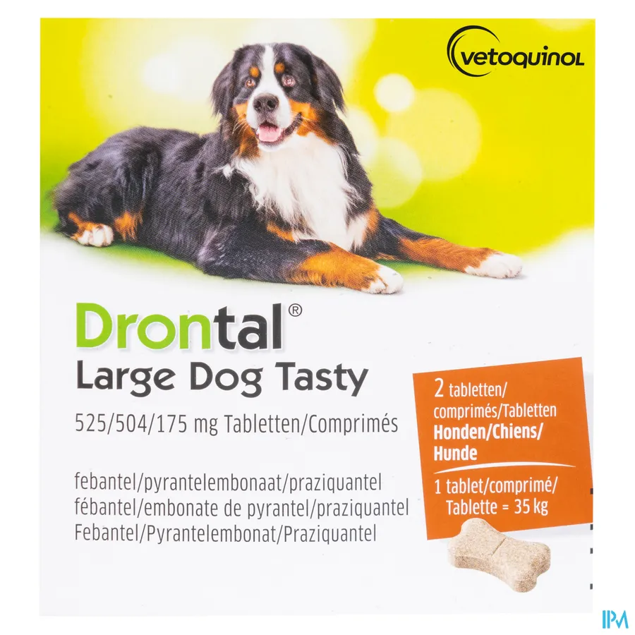 packshot van Drontal Large Dog Tasty 2 tabletten