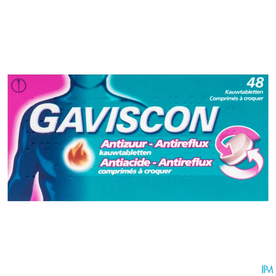 packshot van Gaviscon Antizuur - Antireflux 48 Kauwtabletten