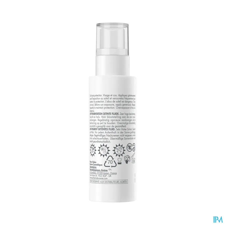 productshot van Avène Anti-Pigmentation Getinte Zonnefluid SPF 50+ 40 ml