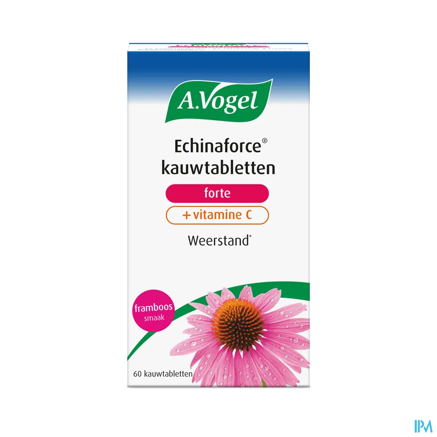 packshot van A. Vogel Echinaforce + Vitamine C voor IJzersterke Weerstand 60 Kauwtabletten met Frambozensmaak