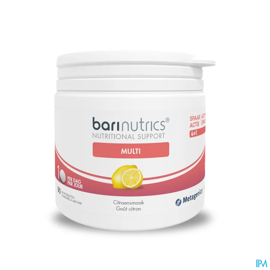 packshot van Barinutrics Multi 90 Kauwtabletten met Citrussmaak