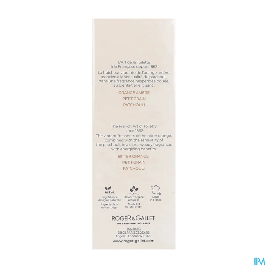 packshot van Roger & gallet Bois Orange Eau Parfumee 100 ml