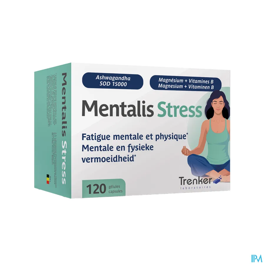 packshot van Mentalis Stress bij Mentale en Fysieke Vermoeidheid 120 Capsules