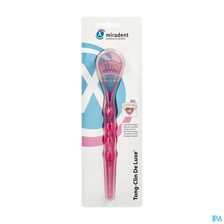 packshot van Miradent Tongschraper Deluxe Roze