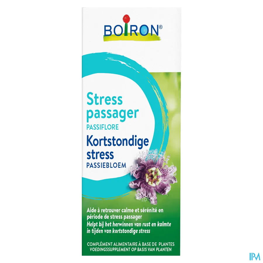 packshot van Boiron Passiebloem -Kortstondige Stress- Hulp bij Herwinnen van Rust en Kalmte in Tijden van Kortstondige Stress 60 ml