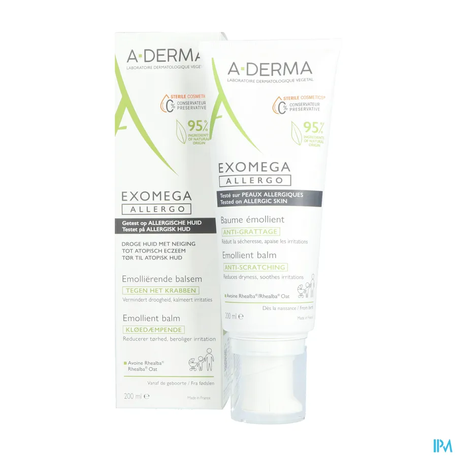 productshot van A-Derma Exomega Allergo Emolliërende Balsem 200 ml