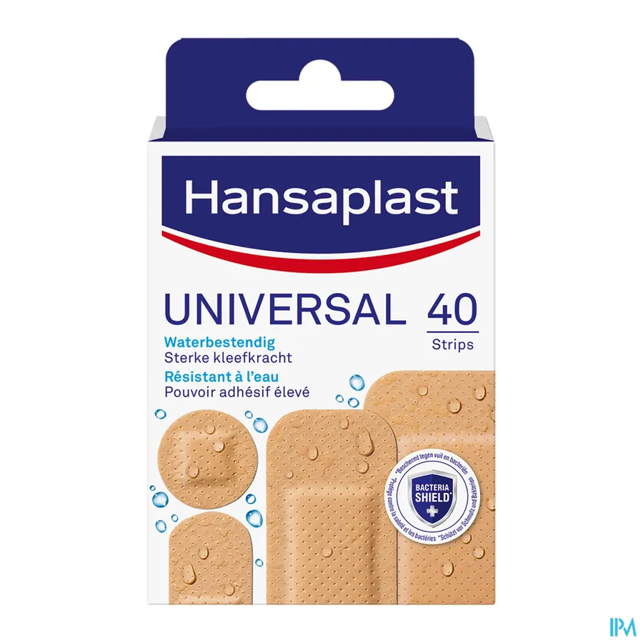 packshot van Hansaplast Universal Waterbestendige Pleister met Sterke Kleefkracht 40 Strips