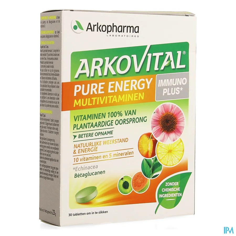 packshot van Arkovital Pure Energy Immunoplus 30 tabletten