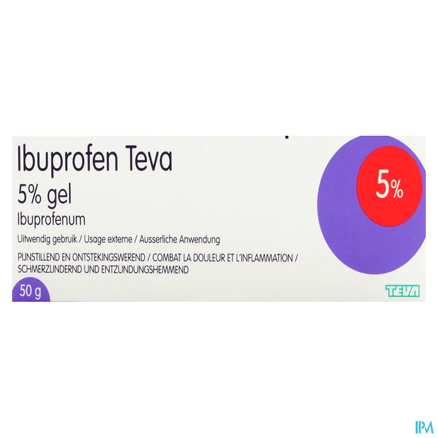 packshot van Ibuprofen Gel Teva Tube 50 g