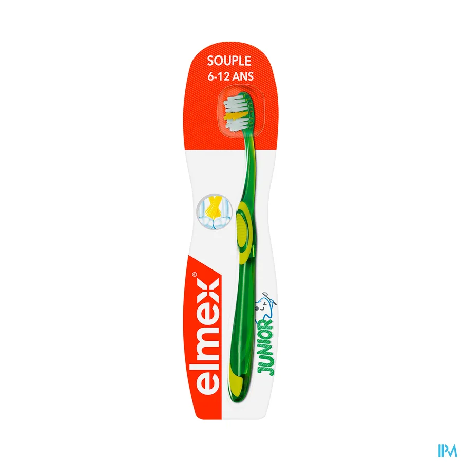 packshot van Elmex Junior Tandenborstel met Kleine Borstelkop en X-Haren voor Kinderen van 6-12 Jaar 1 Stuk