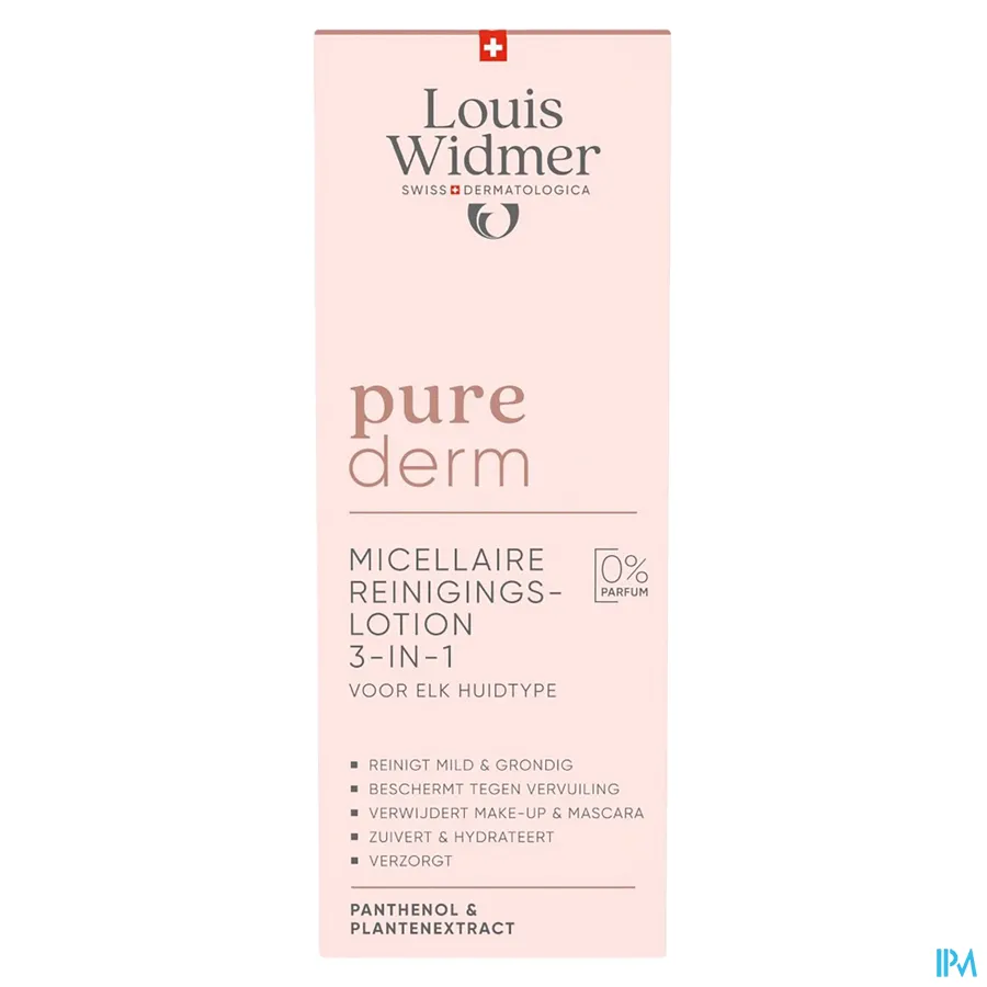 packshot van Louis Widmer Purederm Micellaire Reinigingslotion 3-in-1 200 ml