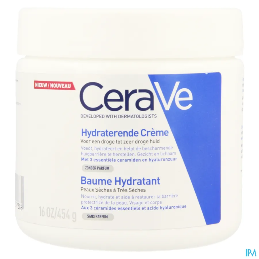 packshot van CeraVe Hydraterende Crème voor Lichaam en Gezicht Pot 454 ml