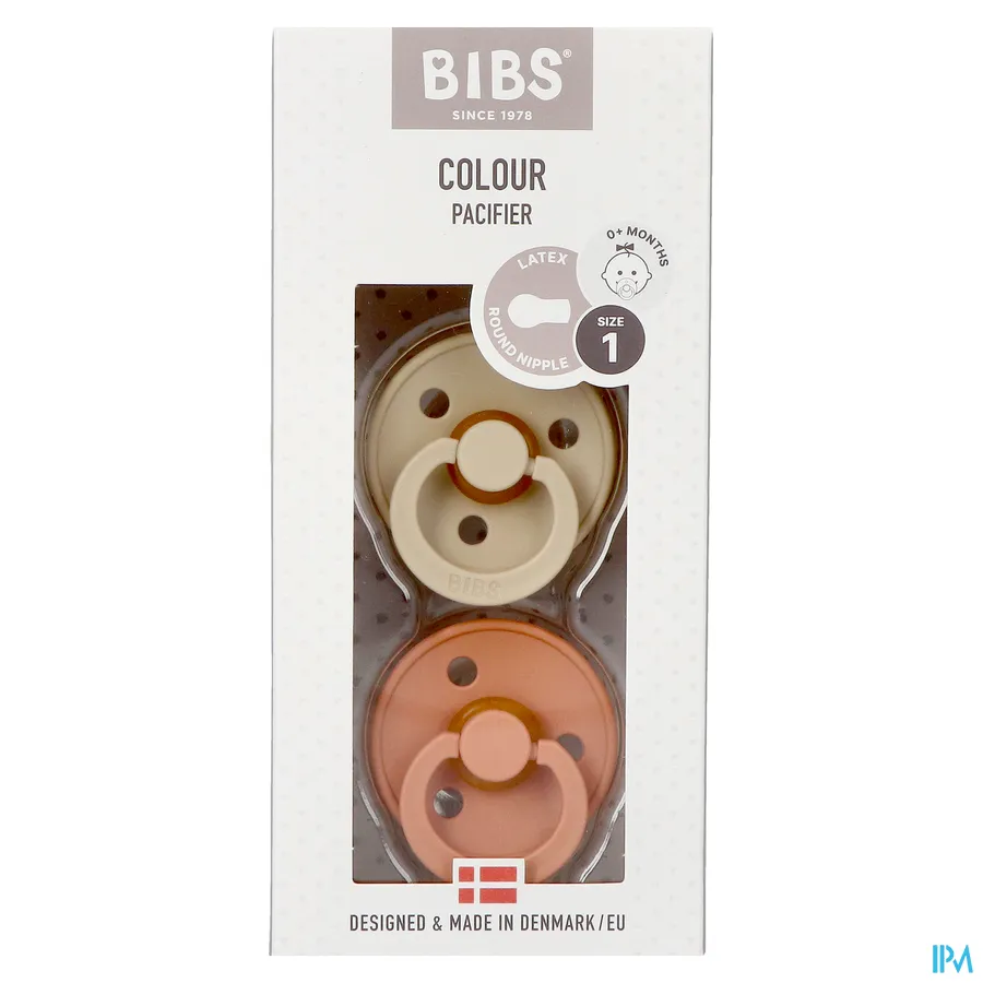 packshot van Bibs Fopspeen Duo Vanilla/Peach 0-6 2 stuks