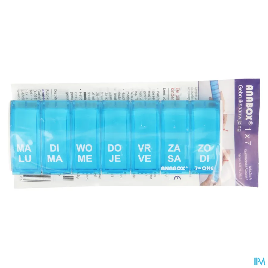 packshot van Anabox Medicijndoos voor 7 Dagen met 1 Innamemoment per Dag