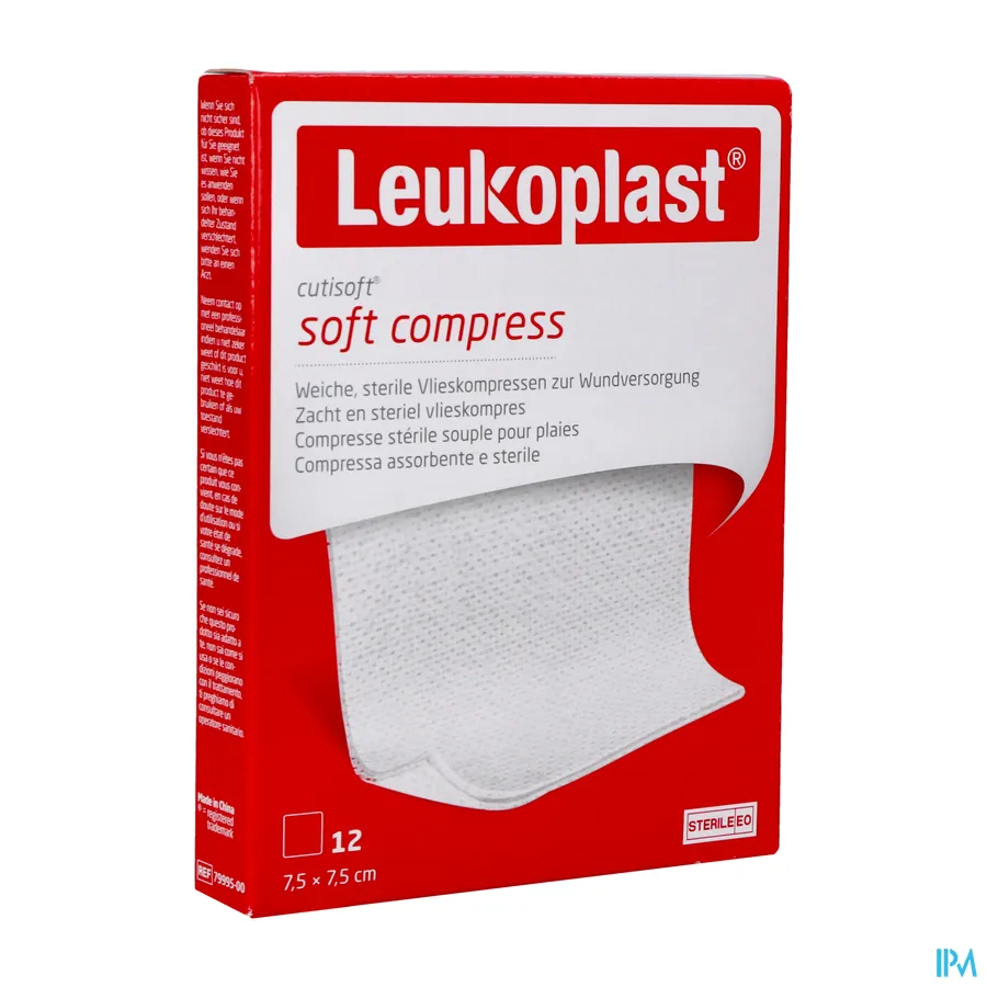 packshot van Cutisoft Steriel Vlieskompres 7,5 cm x 7,5 cm 12 stuks