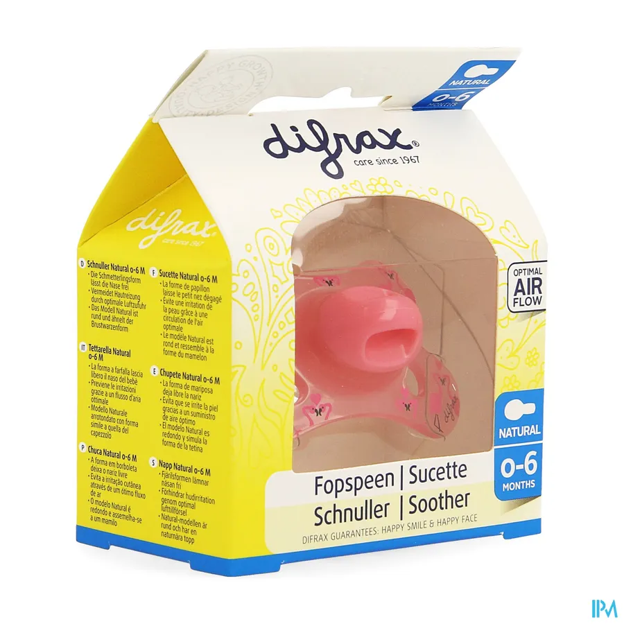 packshot van Difrax Fopspeen Natural 0-6m