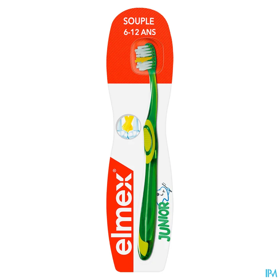 packshot van Elmex Junior Tandenborstel met Kleine Borstelkop en X-Haren voor Kinderen van 6-12 Jaar 1 Stuk