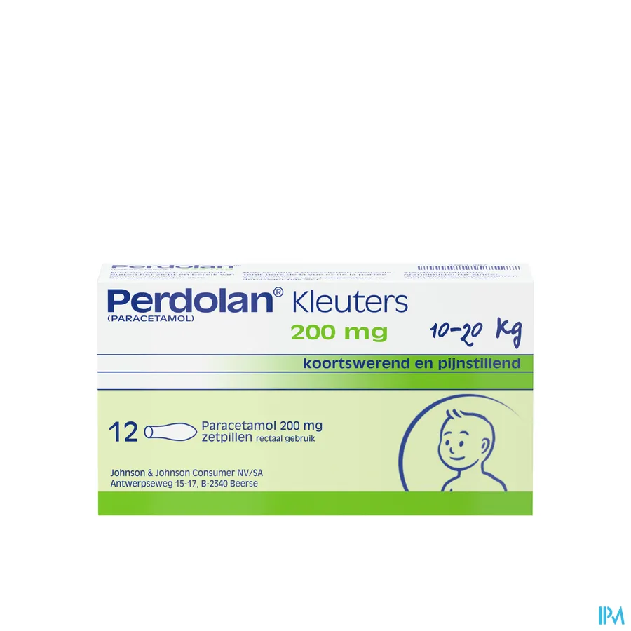 packshot van Perdolan Kleuters 200 mg 12 Suppo's