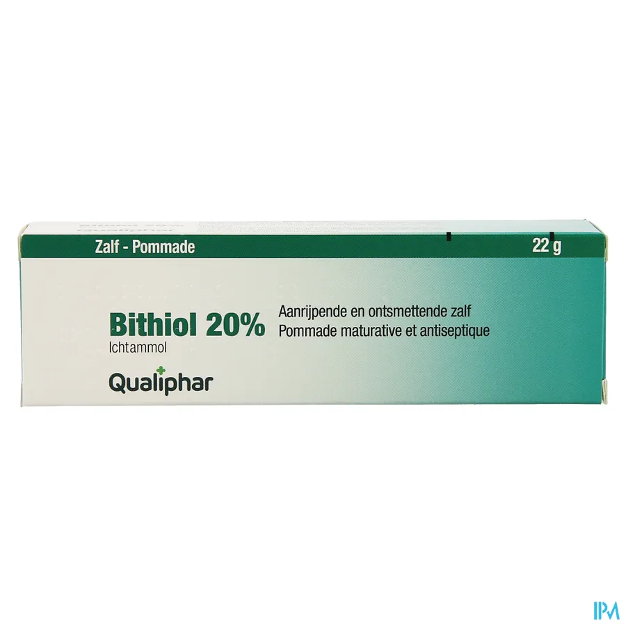 packshot van Bithiol met 20% Ichtammol Aanrijpende en Ontsmettende Zalf 22 g