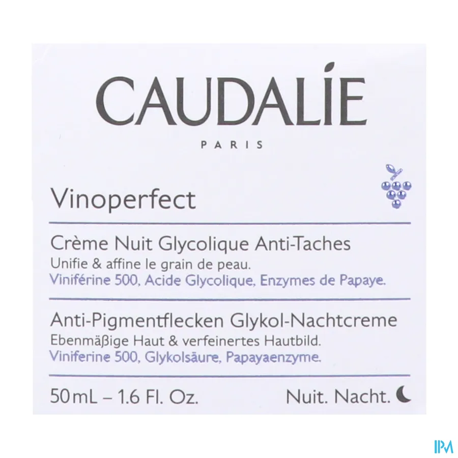 packshot van Caudalie Vinoperfect Glycol Nachtcrème tegen Vlekken 50 ml
