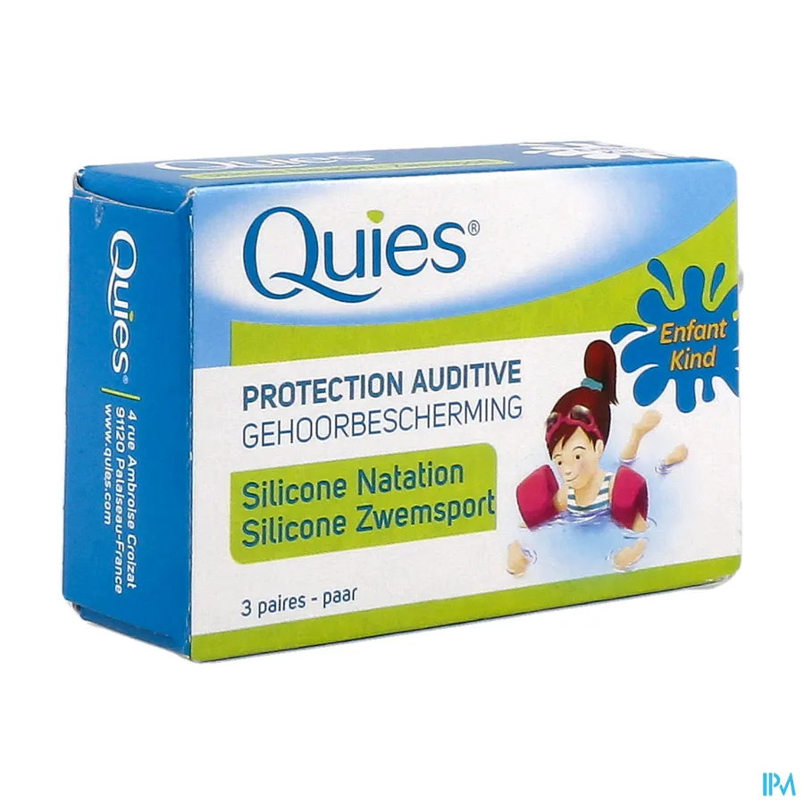 packshot van Quies Gehoorbescherming voor Zwemsport Silicone Oordopjes voor Kinderen 3 Paar