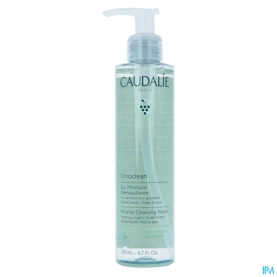 packshot van Caudalie Vinoclean Micellair Reinigingswater voor Gelaat en Ogen voor Alle Huidtypes Pompflacon 200 ml