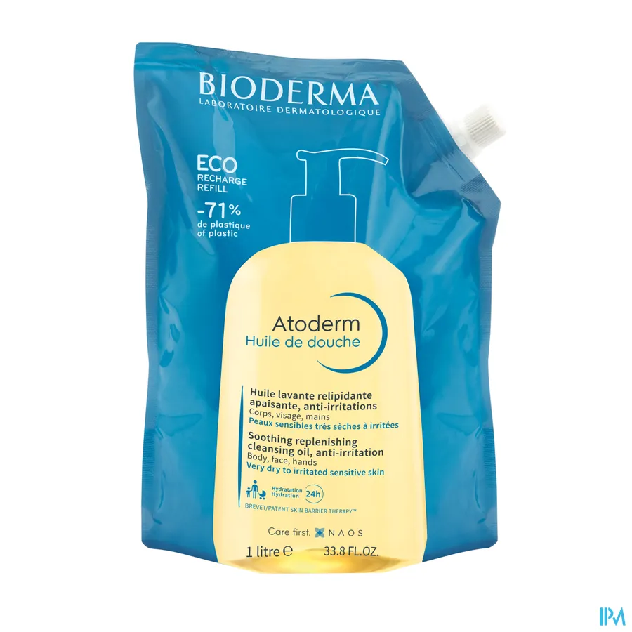productshot van Bioderma Atoderm Huile Douche Ecorecharge 1l -20%