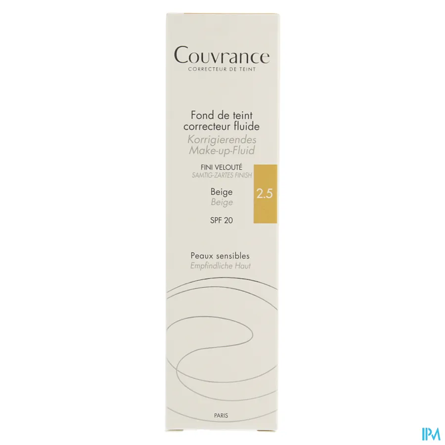 packshot van Avène Couvrance Corrigerende Vloeibare Foundation 2,5 Beige 30 ml