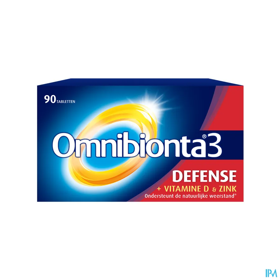 packshot van Omnibionta 3 Defense met Vitamine D en Zink voor Ondersteuning van de Natuurlijke Weerstand 90 Tabletten