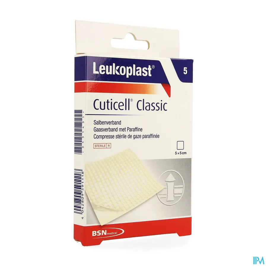 packshot van Leukoplast Cuticell Classic 5 x 5 cm 5 stuks