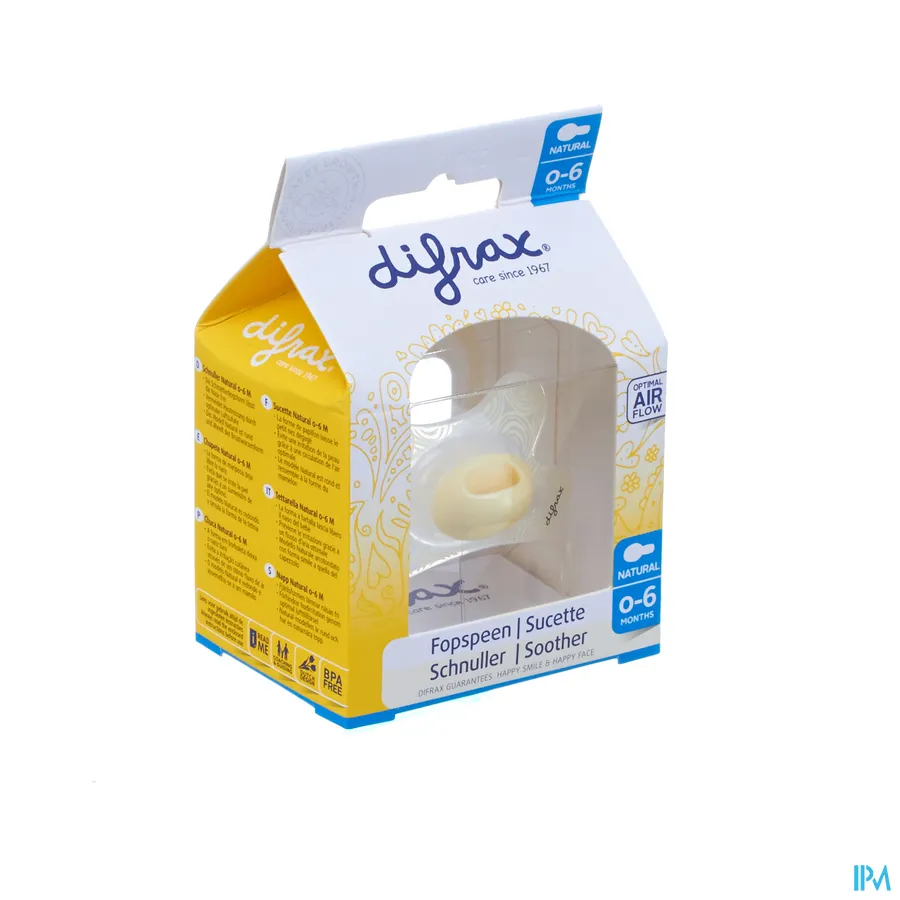 packshot van Difrax Fopspeen Natural 0-6m