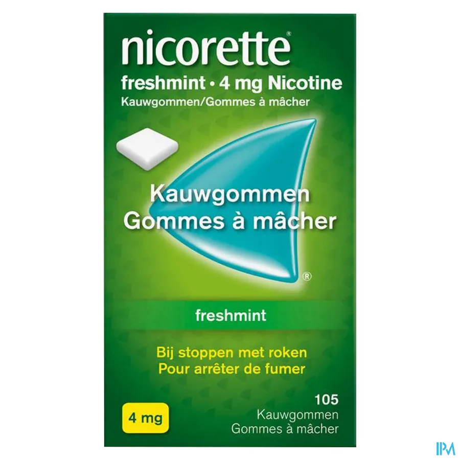 packshot van Nicorette Freshmint Kauwgom 4mg 105 stuks