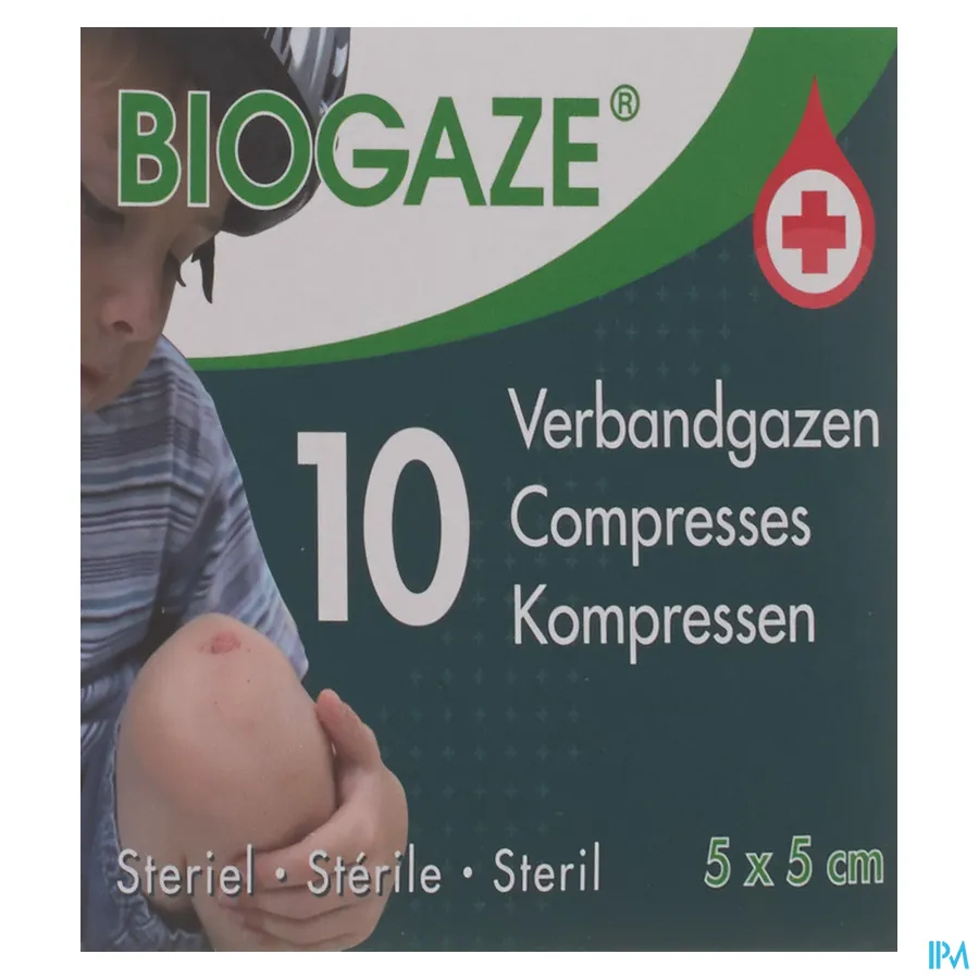 packshot van Biogaze Geïmpregneerd Verbandgaas 5 x 5 cm 10 stuks
