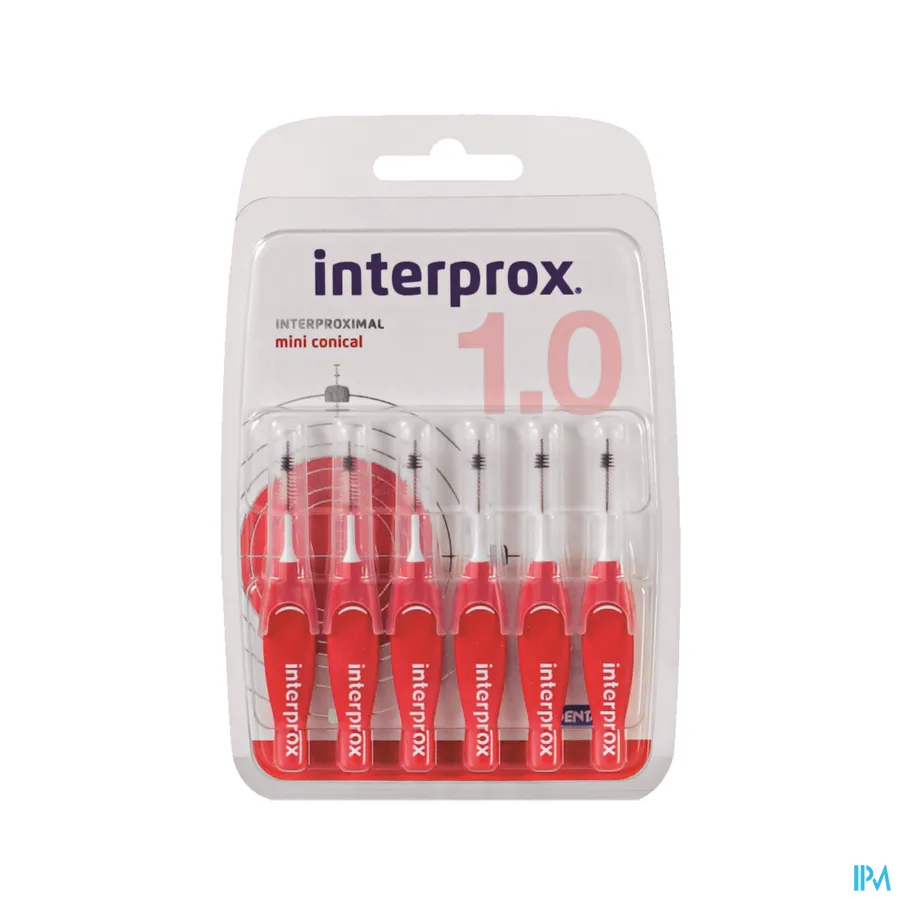 packshot van Interprox Premium Interdentale Borstels Mini Conical 1,0 Rood 6 Stuks