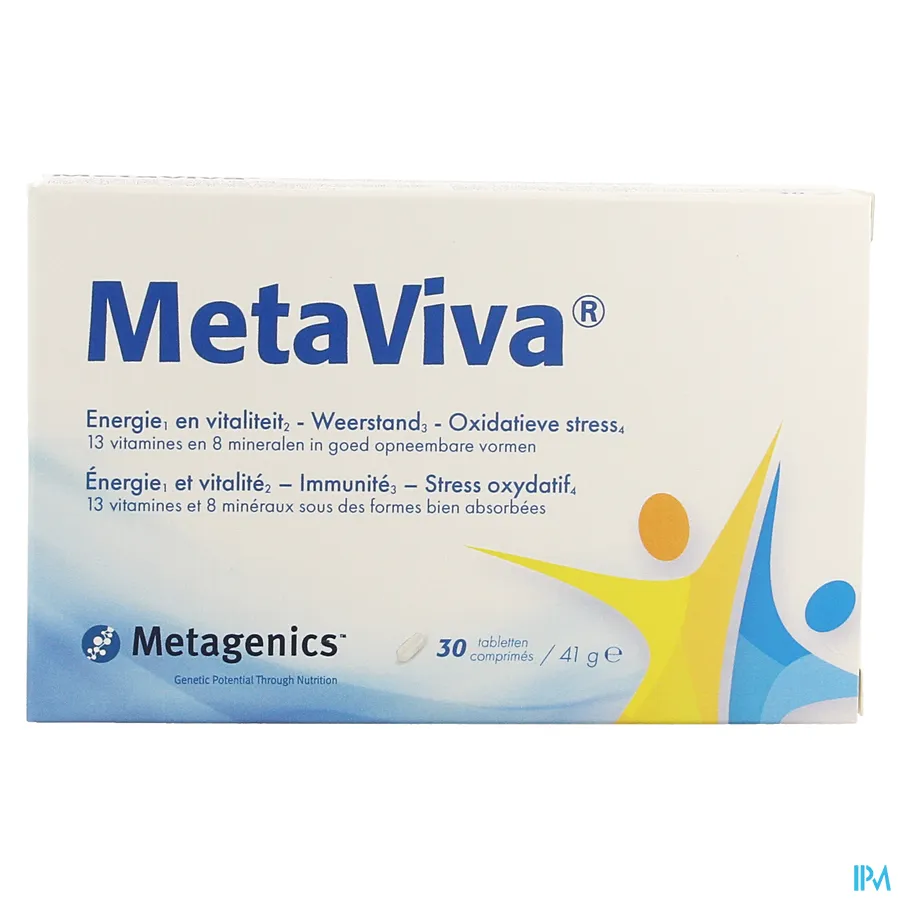 packshot van MetaVita Vitamines en Mineralen voor Energie, Vitaliteit en Weerstand en tegen Oxidatieve Stress 30 Tabletten