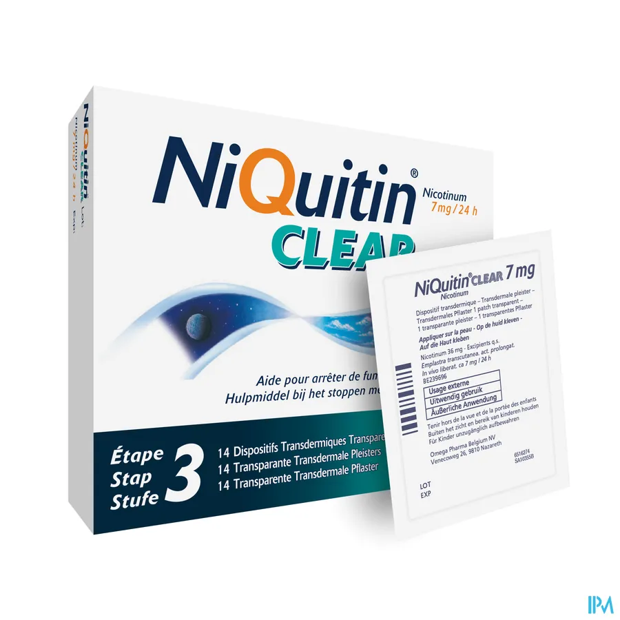productshot van Niquitin Clear Patches 7mg 14 Pleisters