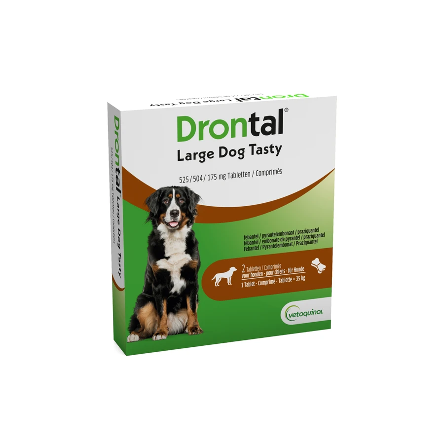 packshot van Drontal Large Dog Tasty 2 tabletten