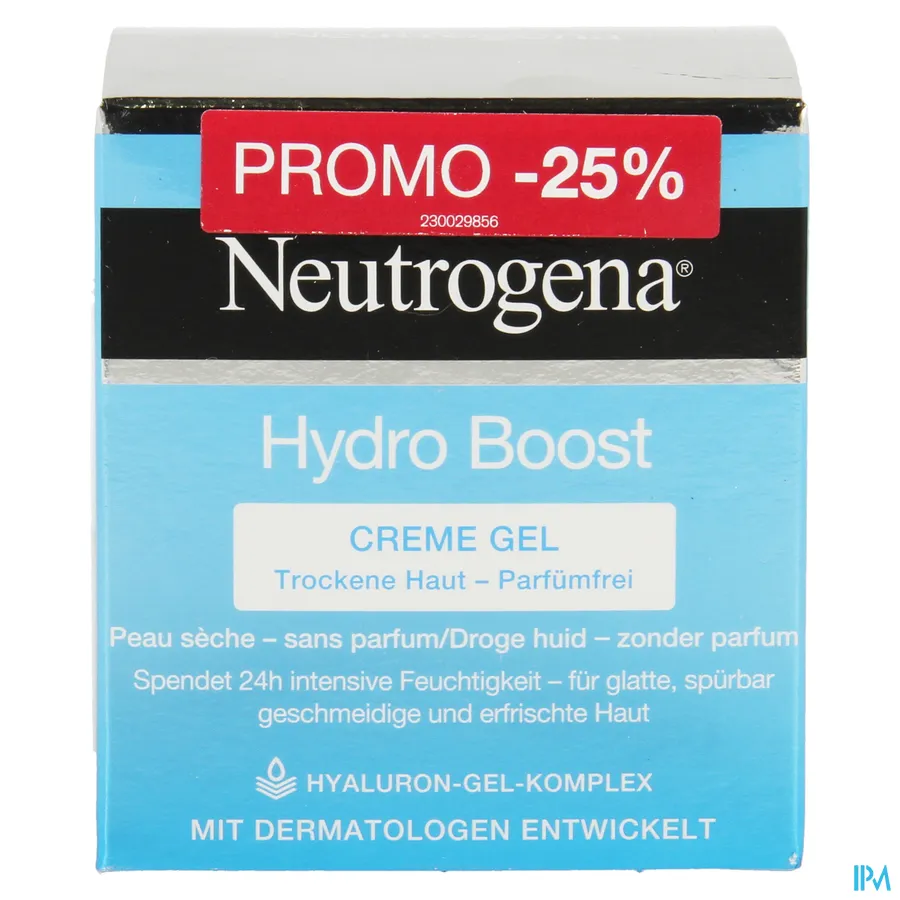 packshot van Neutrogena Hydro Boost Crème Gel voor Intense 24-Uur Hydratatie voor Droge Huid Zonder Parfum Promo Pot 50 ml