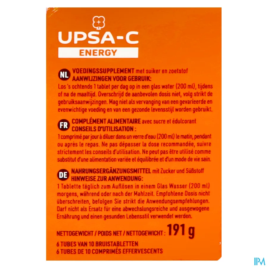 packshot van Upsa C Energy 1000mg 60 bruistabletten