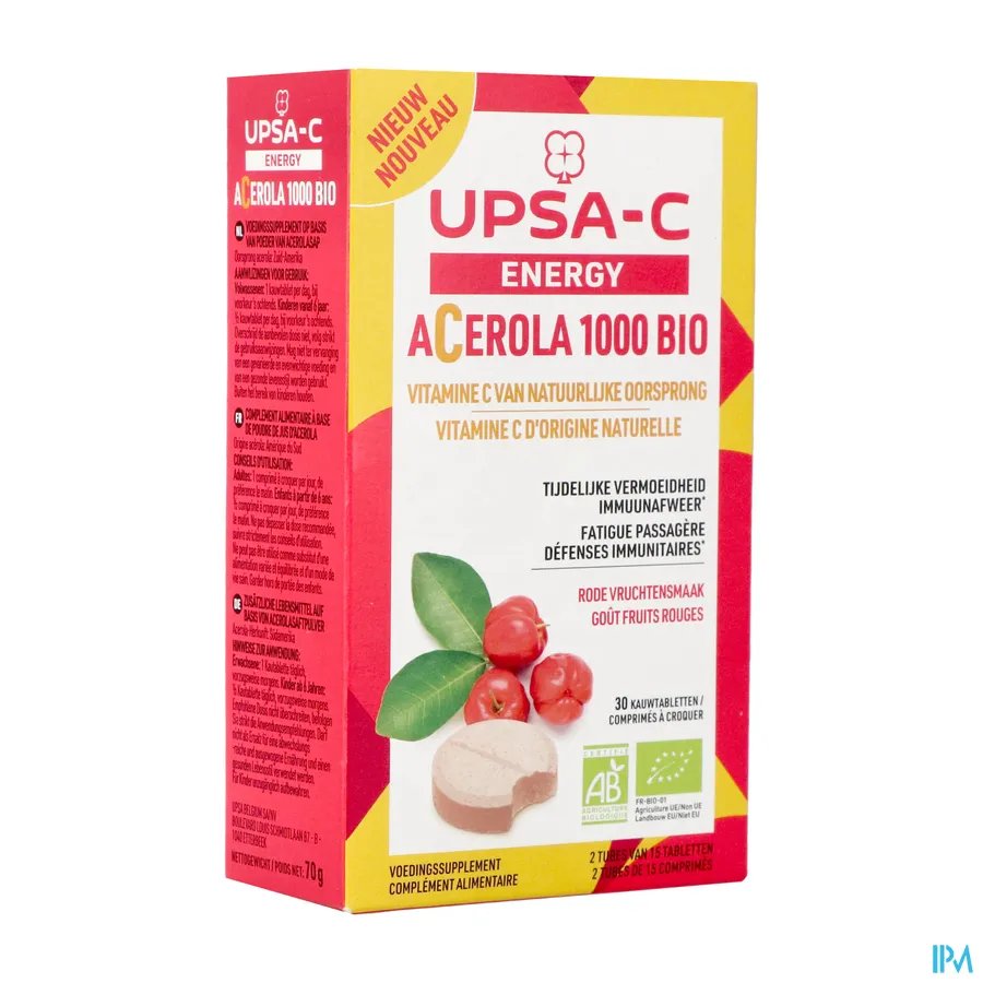 packshot van Upsa C Energy Acerola 1000 mg Kauwtabletten 30 Stuks