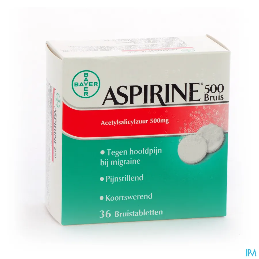 packshot van Aspirine 500mg Bruis 36 bruistabletten