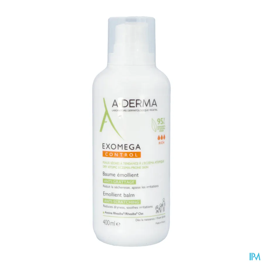 packshot van A-Derma Exomega Control Emolliërende Balsem 400 ml