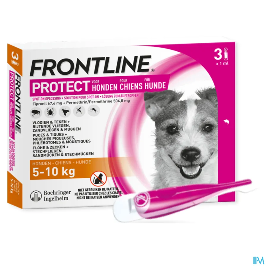 packshot van Frontline Protect Spot-On Hond 5-10 kg 3 x 1 ml