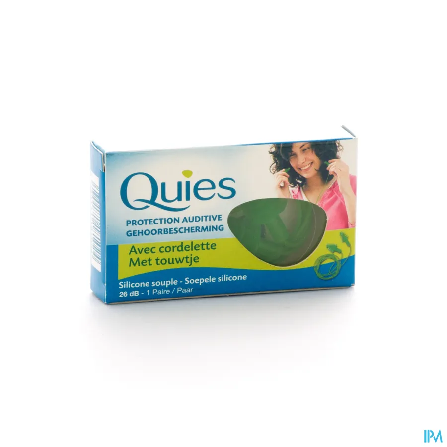 packshot van Quies Oordopjes Volwassene uit Soepele Silicone met Touwtje 26dB 1 Paar