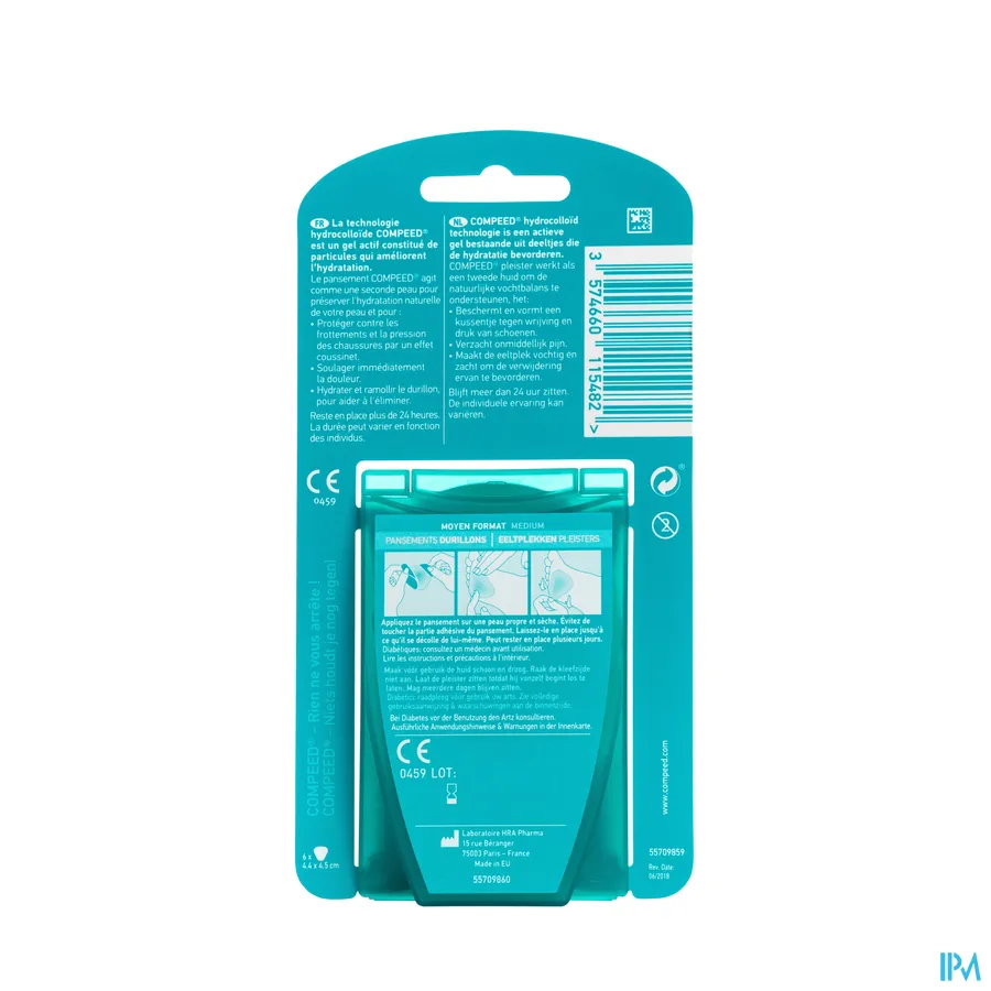 packshot van Compeed Eeltplekken Voeten Medium Formaat 6 Pleisters