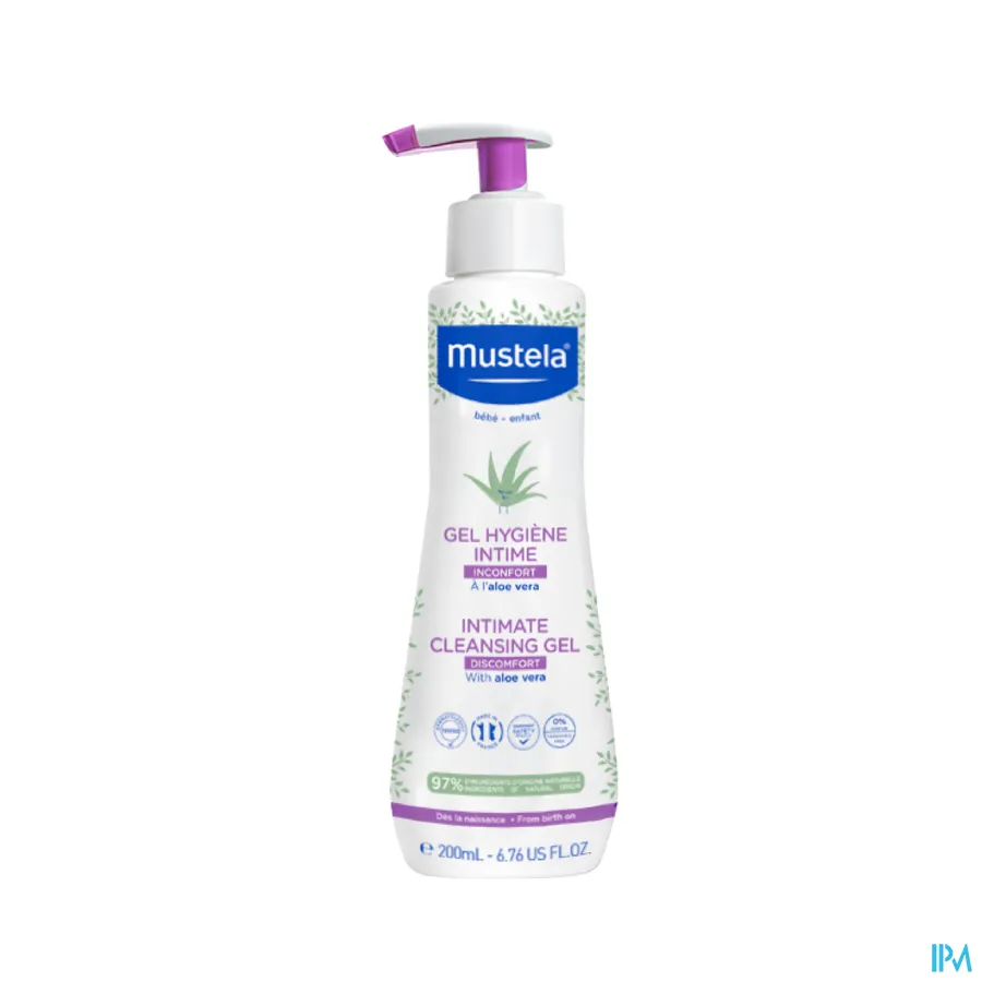 productshot van Mustela Reinigende en Kalmerende Gel voor Intieme Hygiëne voor Dagelijks Gebruik in Geval van Ongemak Pompflacon 200 ml