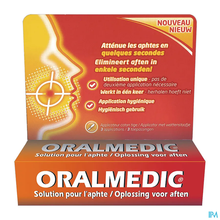 packshot van Oralmedic Behandeling voor Aften 3 Applicatoren