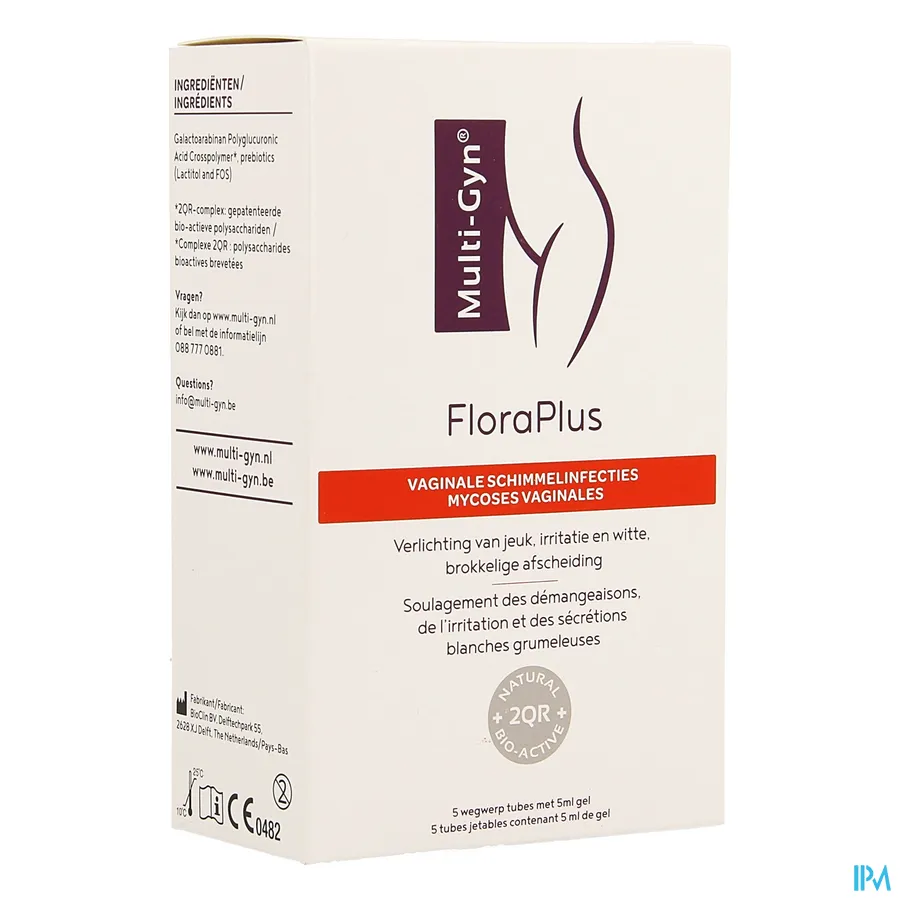 packshot van Multi-Gyn FloraPlus bij Vaginale Schimmelinfecties en Jeuk Gel 5 x 5 ml